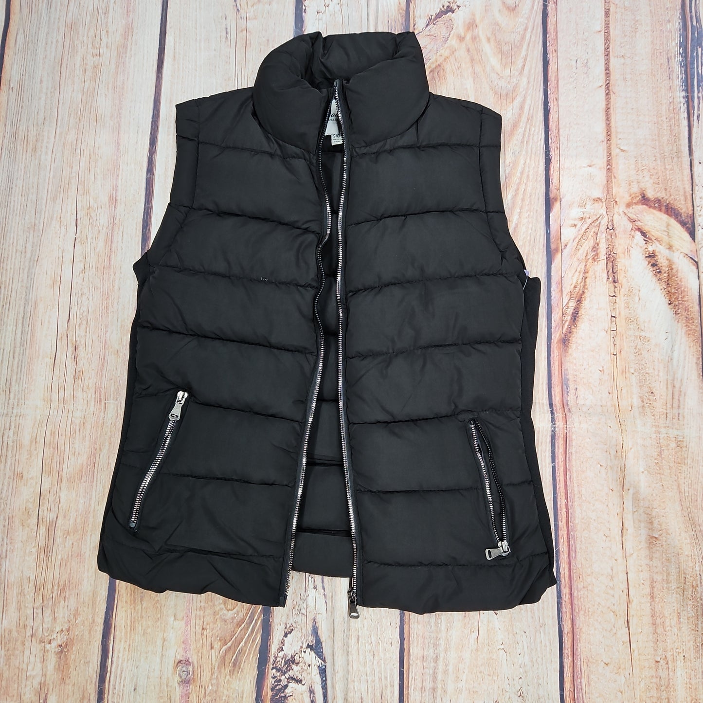 ASHLEY CLOTHING DESIGN BLACK VEST JACTET WITH SILVER ZIPPER