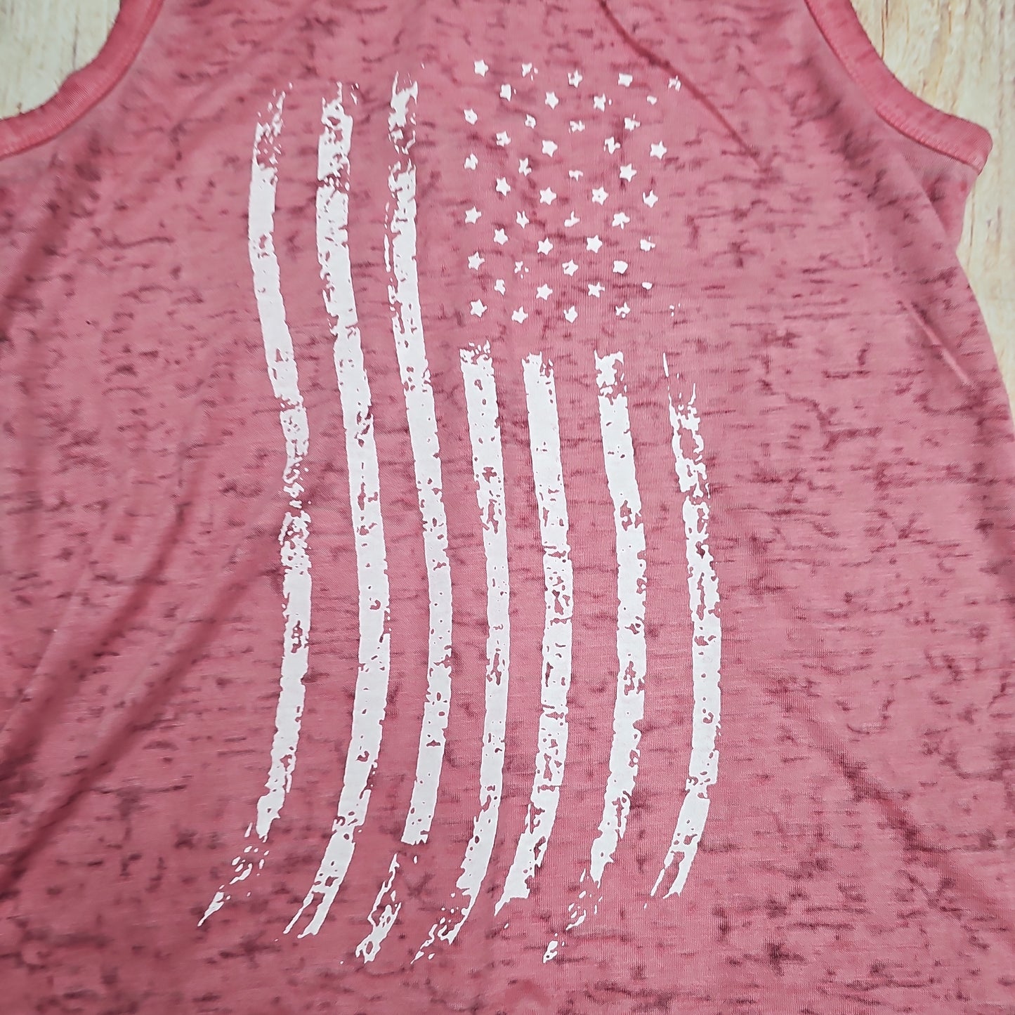 KEREN HART RED DISTRESSED FLAG TANK