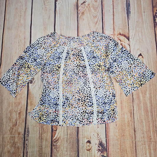 KEREN HART 3/4 SLEEVE MULTI COLORED LEOPARD PRINT