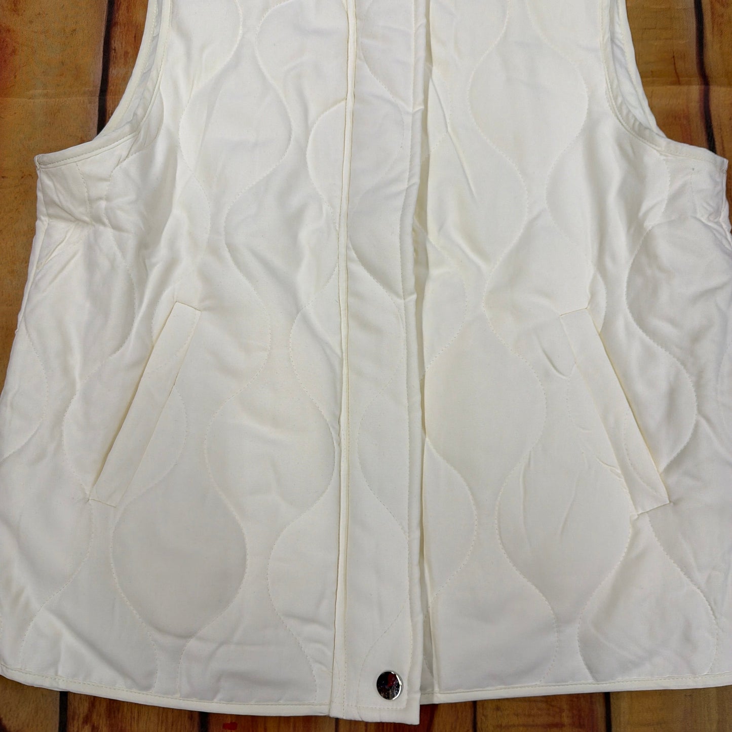 PAPILLON WOMENS QUILED ZIP VEST CREAM W/ POCKETS JT2170