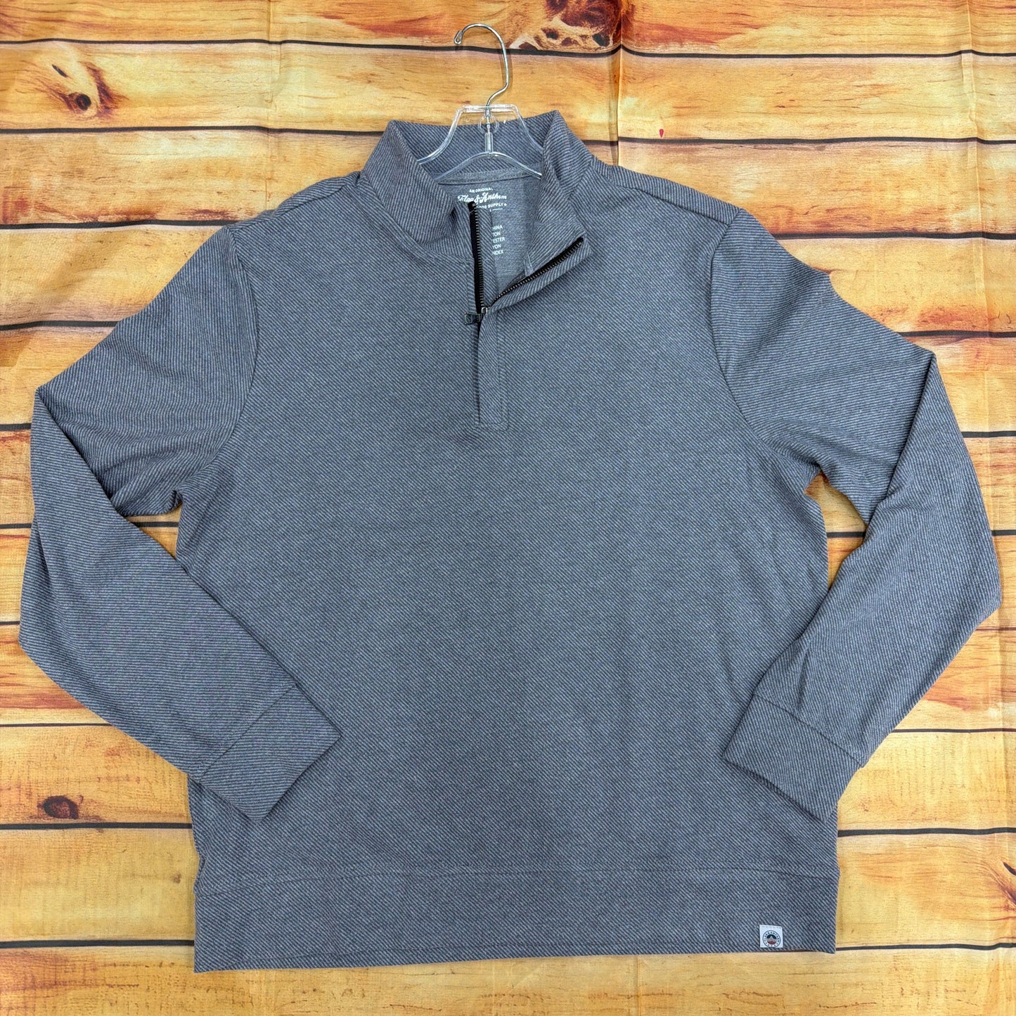 FLAG AND ANTHEM MENS HERO SOLID TWILL 1/4 ZIP MOCK NECK MEGREY COREK1955
