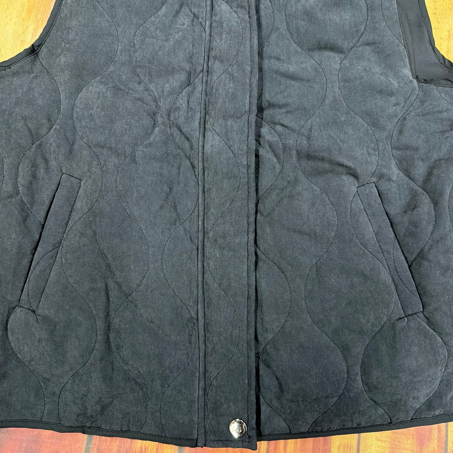PAPILLON WOMENS QUILTED ZIP VEST W/ POCKETS BLACK JT21730