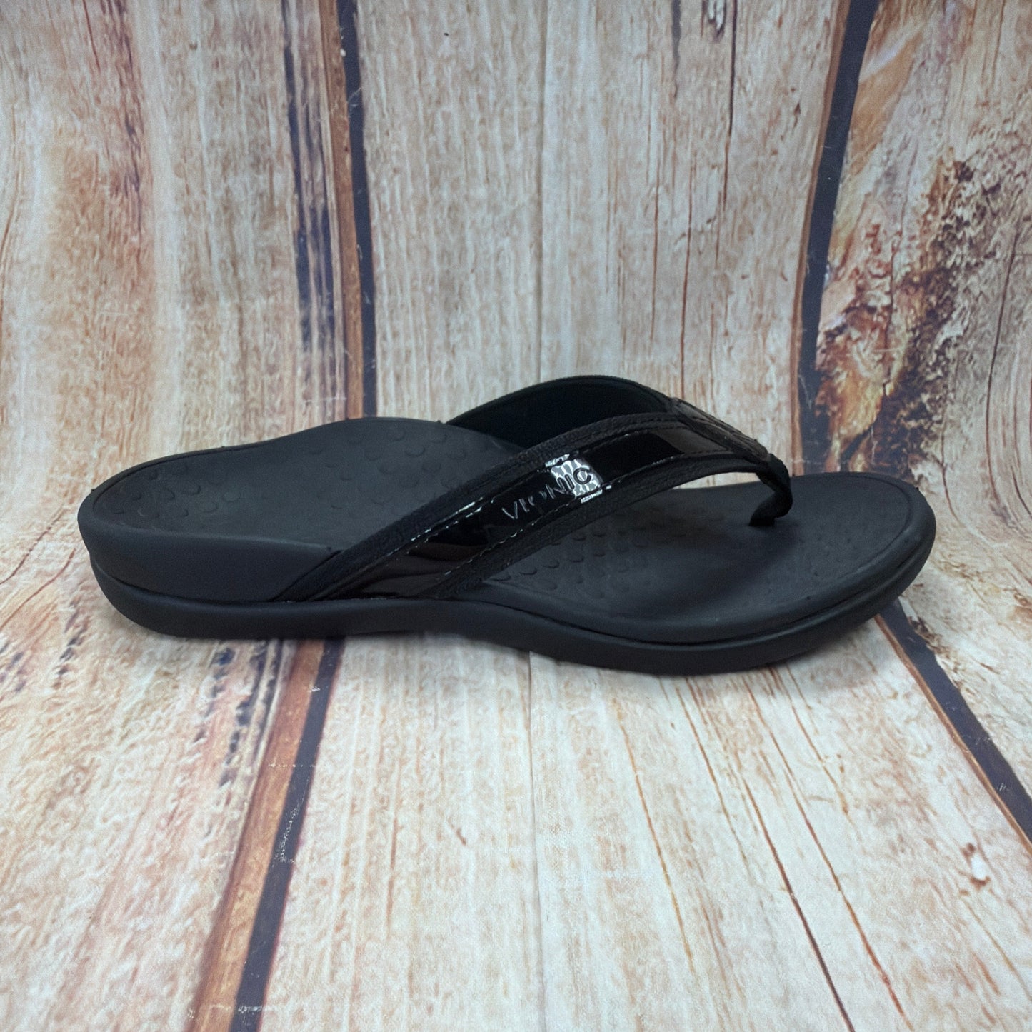 CLEARANCE Vionic 10000470-001 Tide Black Patent Flip Flop