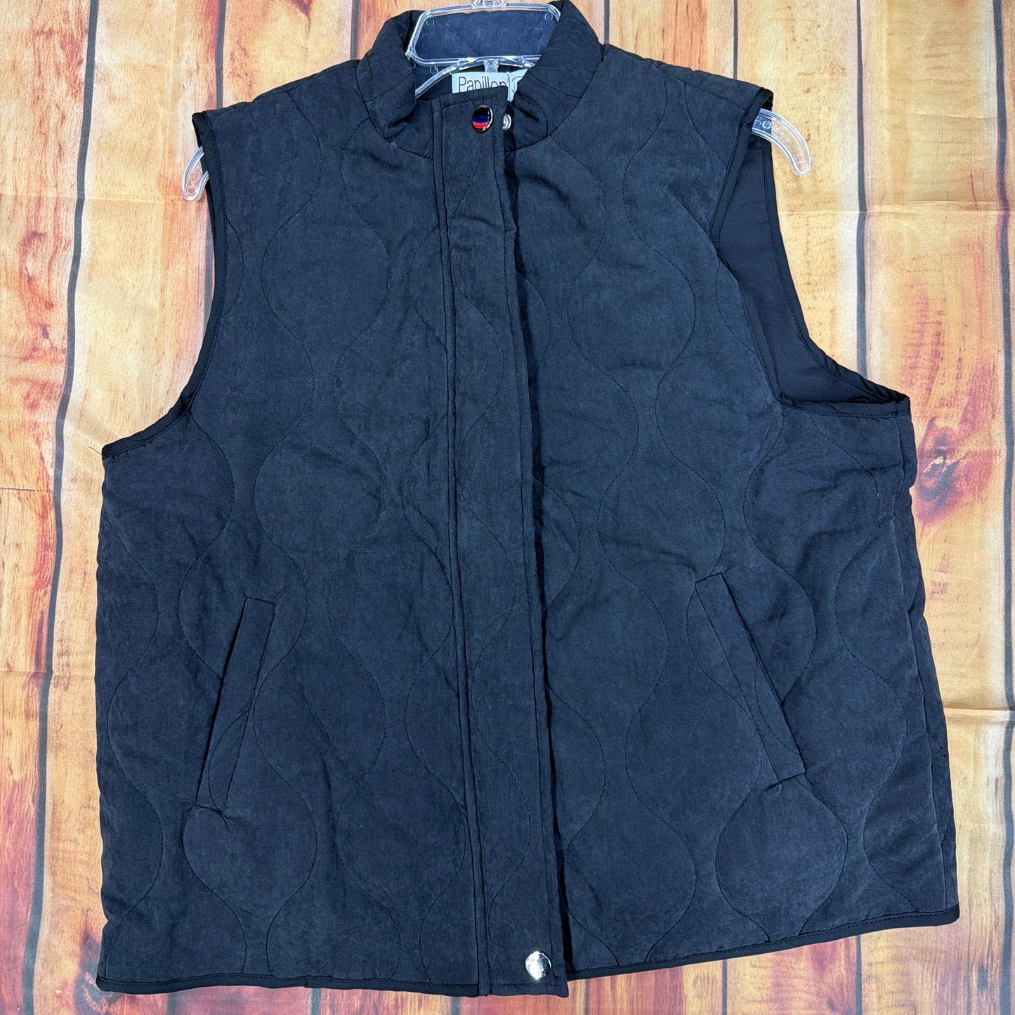 PAPILLON WOMENS QUILTED ZIP VEST W/ POCKETS BLACK JT21730