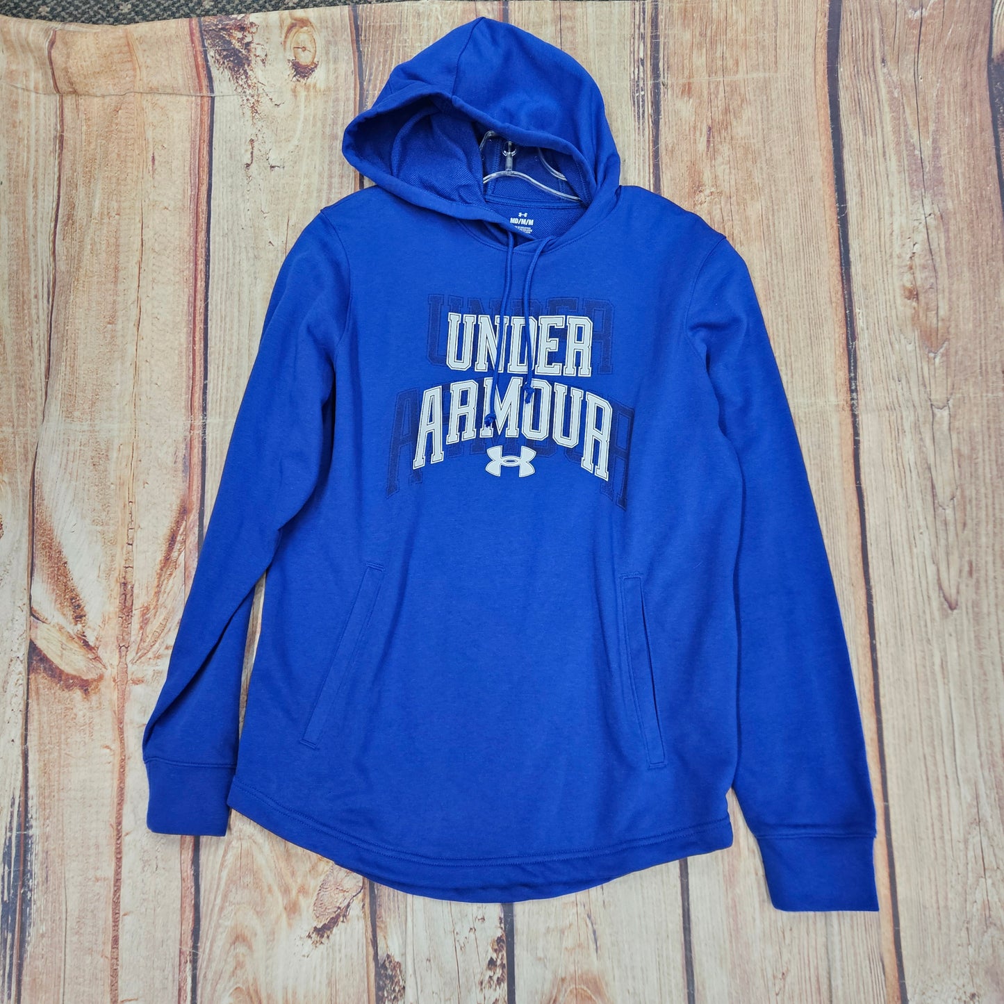 UA MEN'S RIVAL TERRY GRAPHIC HOOD BLUE LONG SLEEVE SWEATSHIRT 1379766