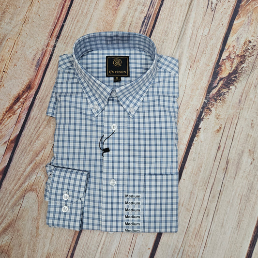 FX FUSION BLUE WHITE BUTTONE UP LS FW2242
