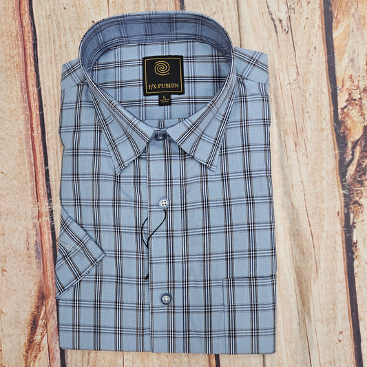 FX FUSION TEXTURED PLAID BLUE BROWN D2228