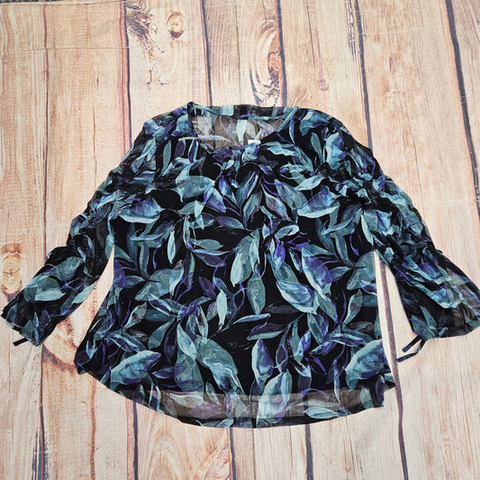 KEREN HART 3/4 SLEEVE PURPLE FLOWERY UU28003