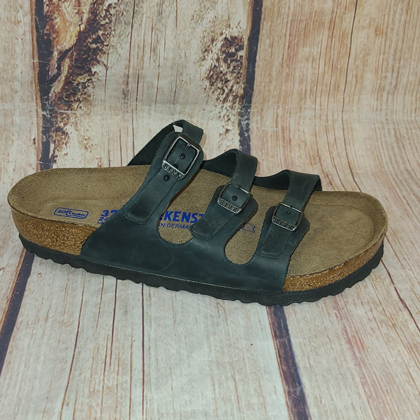 Birkenstock 1011445 Florida Soft Foot Bed Oiled Leather Black Womens #23