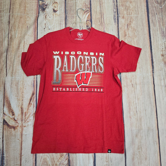 47 BRAND WISCONSIN BADGERS MNS  RED FRANKLIN TEE 701231