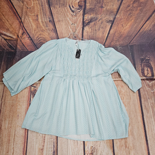 ETHYL LIGHT BLUE PATTERN H/L BLOUSE HL07AQU