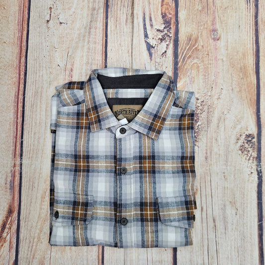 NORTH RIVER HERRINGBONE PLAID SHIRT NRM6411