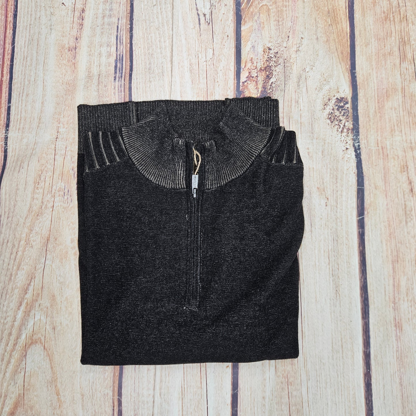 F/X FUSION TREND 1/4 ZIP PLAITED TEXTURED MOCK BLACK COMBO T1436