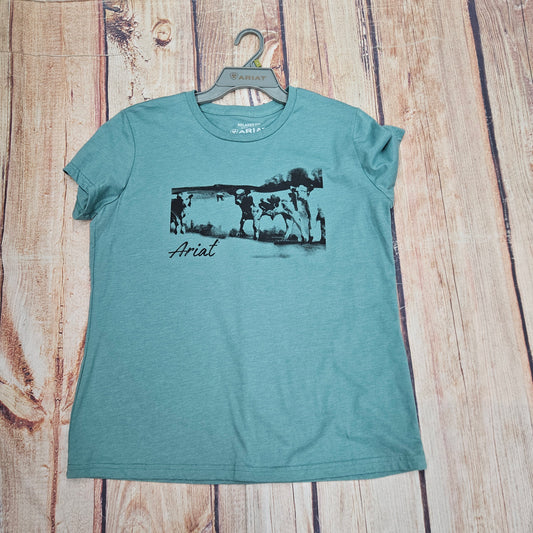 ARIAT WOMENS WHOLESOME HEIFER JADE GREEN TEE 10052546