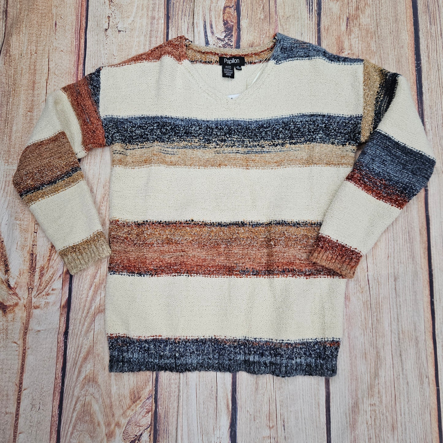 PAPILLION COLOR BLOCK STRIPE SWEATER RUST ST19228