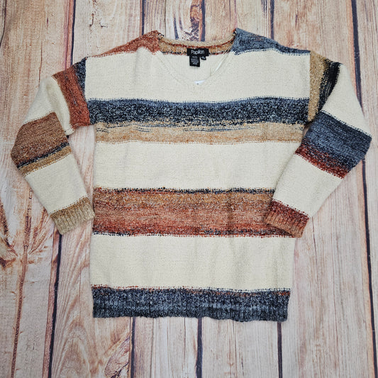 PAPILLION COLOR BLOCK STRIPE SWEATER RUST ST19228