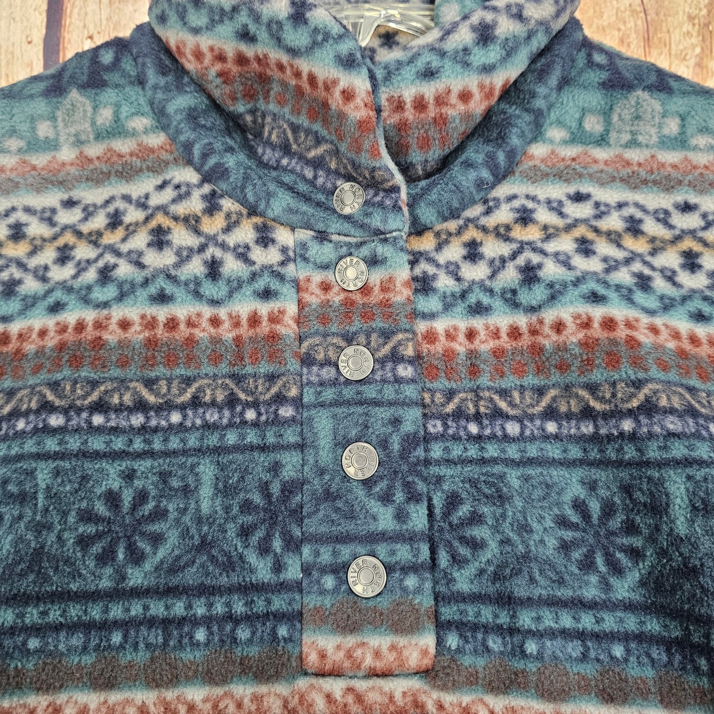 NORTH RIVER PRINT FLEECE SHAWL COLLAR KNIT