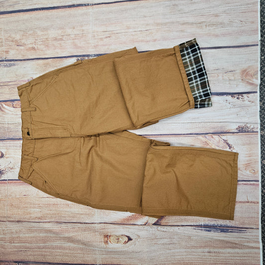 CARHARTT LOOSE FIT WASHED DUCK FLANNEL LINED UTILITY WORK PANT B111-BRN