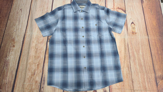 NORTH RIVER SLUB POPLIN PLAID SHIRT BLUE NRM5358