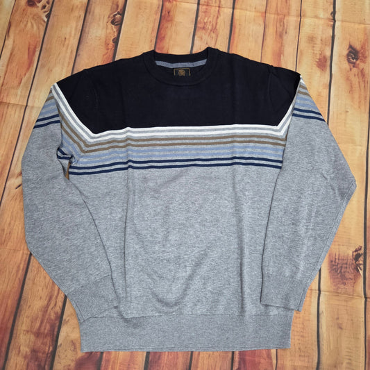 FX FUSION ALL OVER NOVELTY STRIPE CREW SWEATER 13062