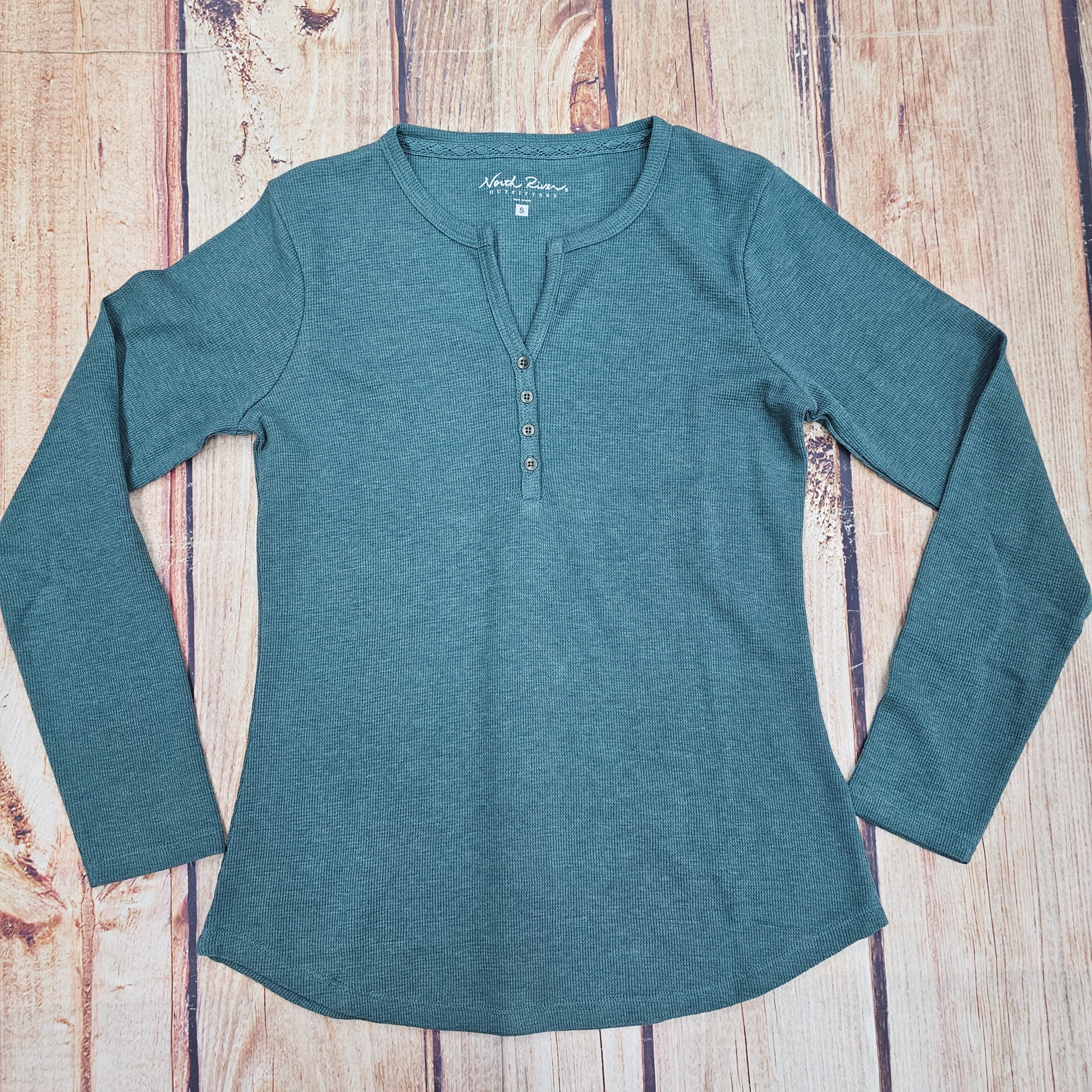 NORTH RIVER MINI WAFFLE NOTCH V NECK HENLY NRL2556 – Walkers Clothing ...