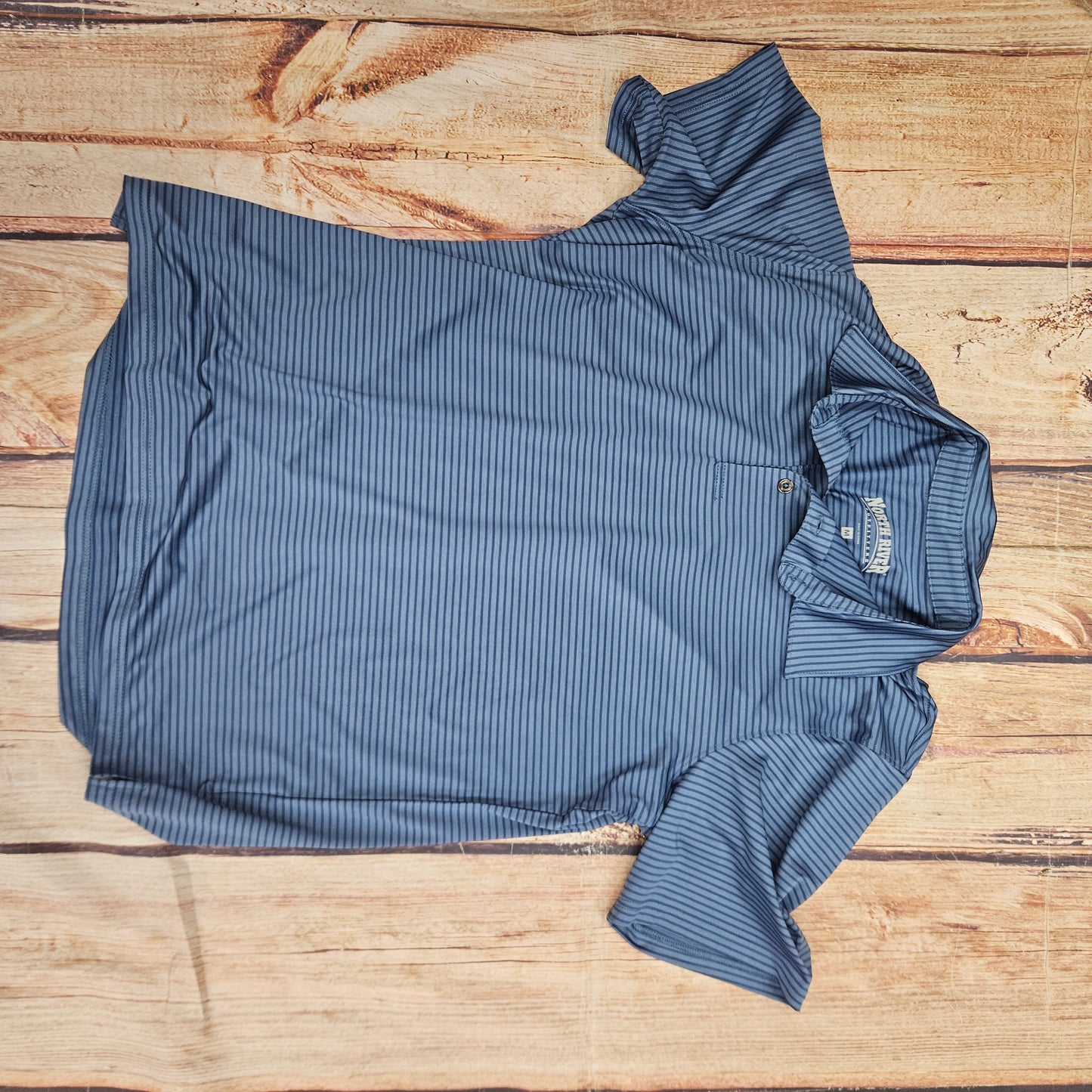 NORTH RIVER S/S BLUE STRIPE POLO MEN NRM1228