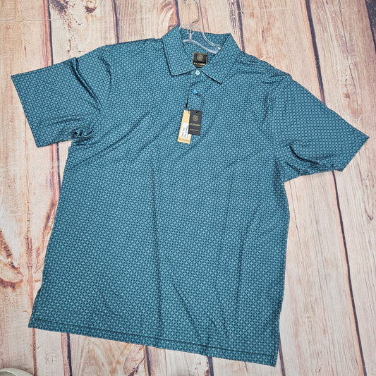FX FUSION FOULARD DIAMOND PRINT POLO TEAL/BLK 11078