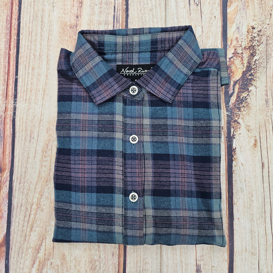 NORTH RIVER COTTON BUTTON FRONT SHIRT INDIGO NRL6367