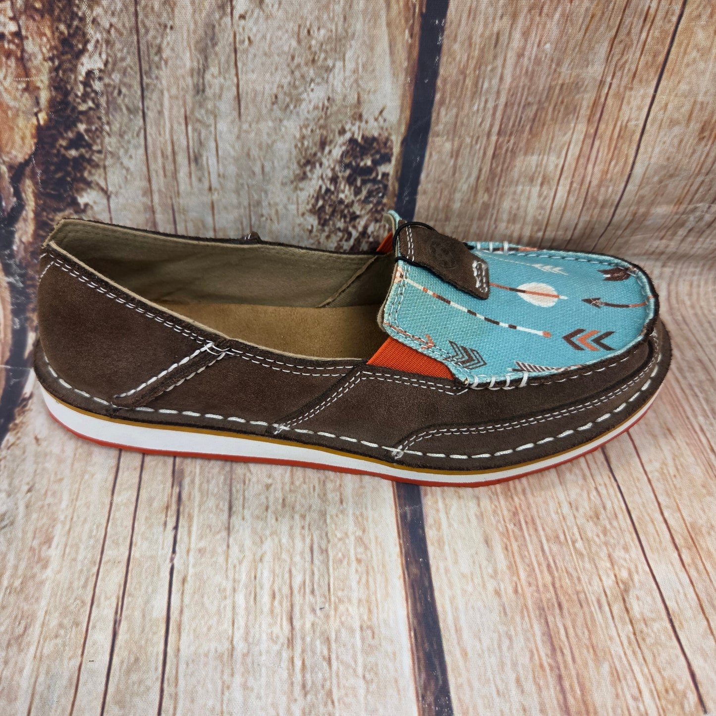 CLEARANCE Ariat 10031605 Cruiser Chocolate Suede/Tuquoise Arrows Women's #35