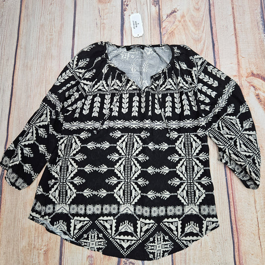 PAPILLON GLOBAL PRINT BLOUSE W/TIE NECK PT18117