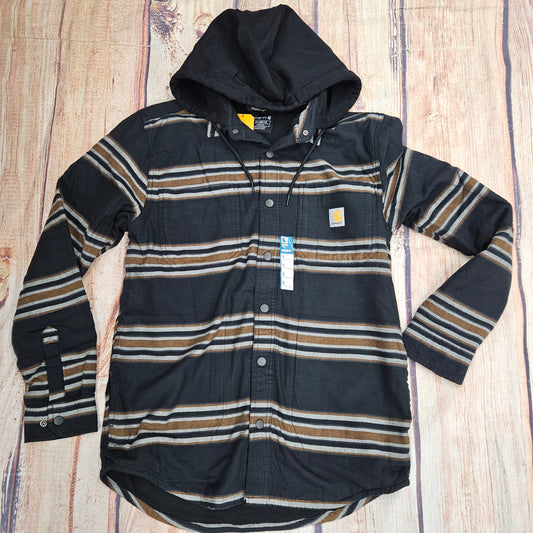 CARHARTT RUGGED FLEX FIT FLANNEL FLEECE LINED HOODED SHIRT JACKET 106353-B82