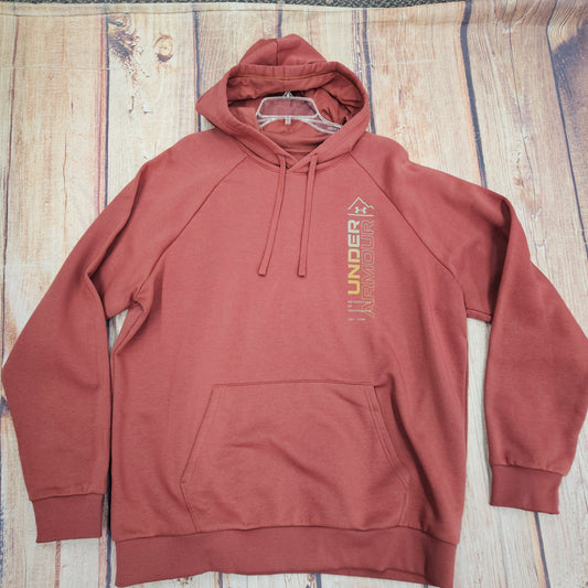 UA MENS RIVAL WORDMARK HOODIE-RED 1380261