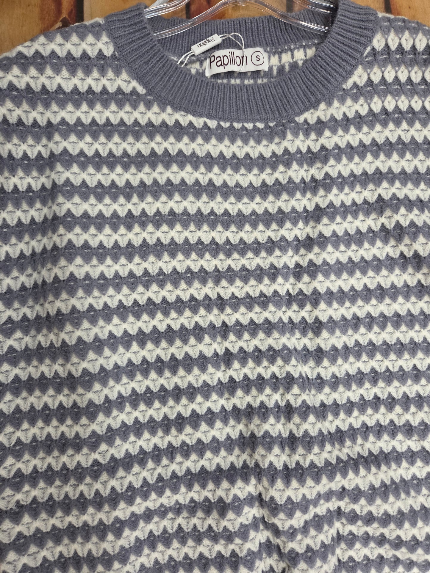 PAPILLON STRIPED SWEATER BLUE WITH FRINGE ST21248
