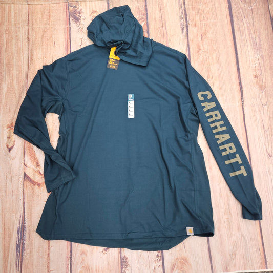 CARHARTT FORCE RELAXED FIT MIDWEIGHT LONG SLEEVE LOGO GRAPHIC HOODED T-SHIRT 106654-GM1