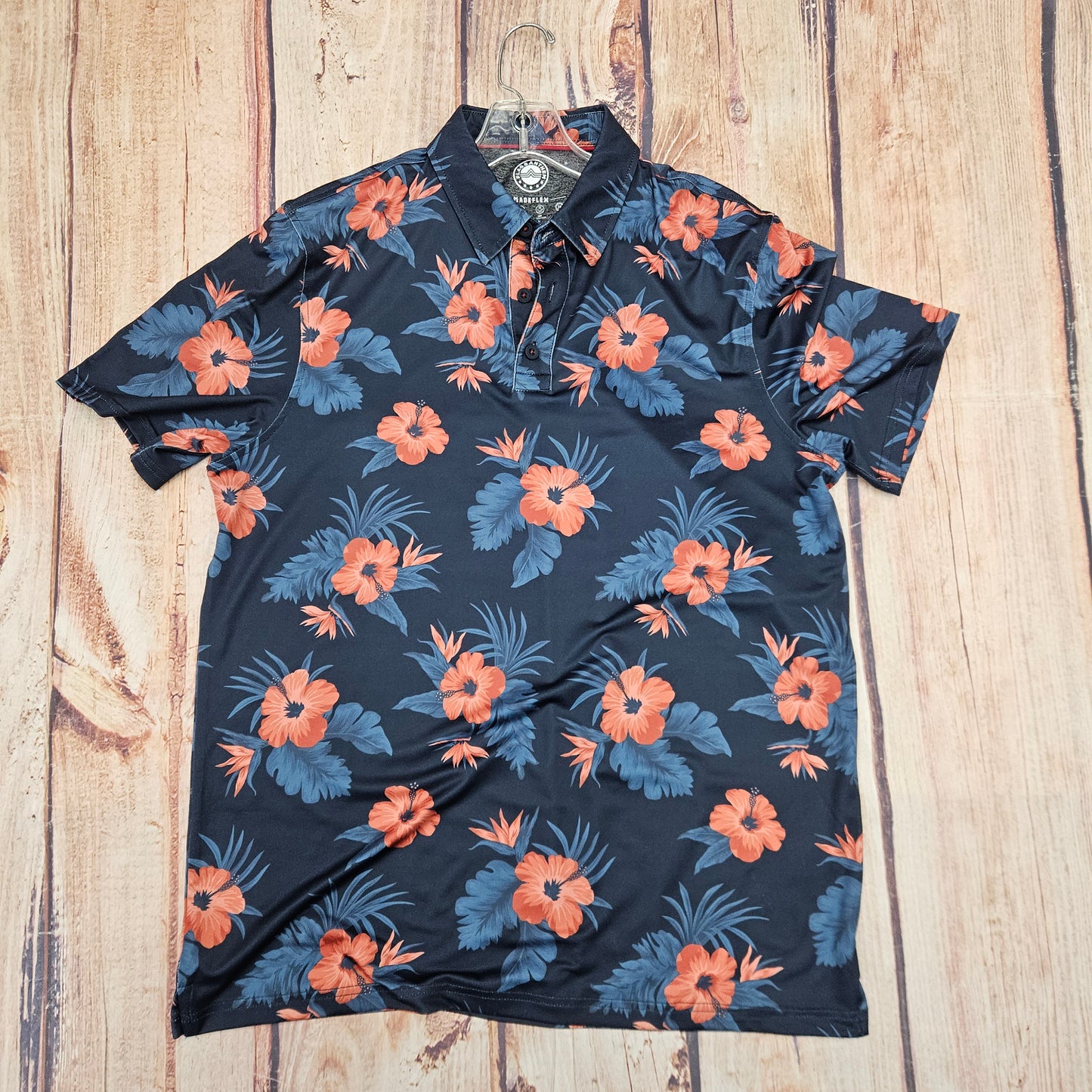 FLAG AND ANTHEM SS HIBISCUS PRINT POLO 1786