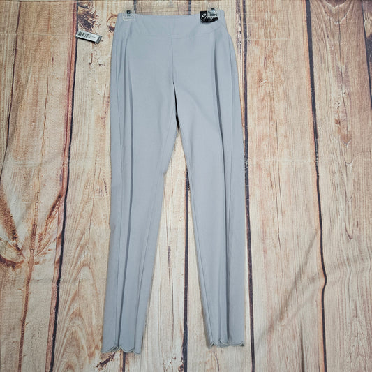 ETHYL LIGHT GRAY PULL ON PANTS WITH SCALLOPED HEM P304BSIL