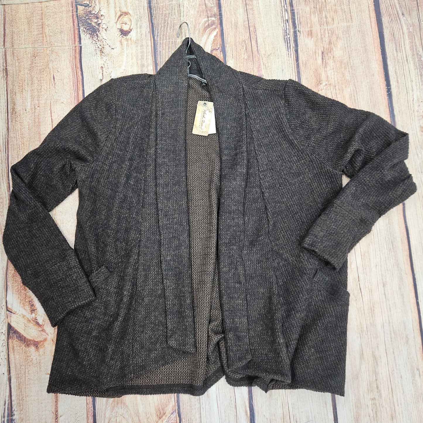 NORTH RIVER WOMEN'S WAFFLE SWEATER KNIT CARDIGAN