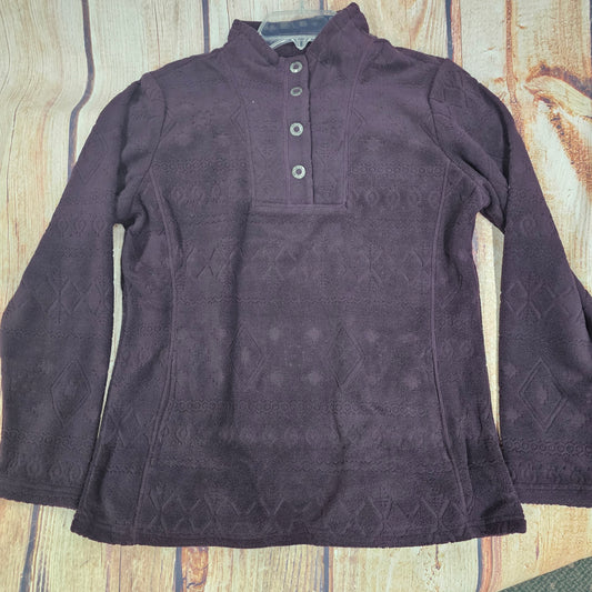 NORTH RIVER EMBOSSED FLEECE MOCK PLACKET DARK PLUM CLEARANCE