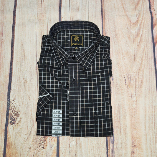 FX FUSHION SS TEXTURED CHECK BLACK/TAN/SILVER