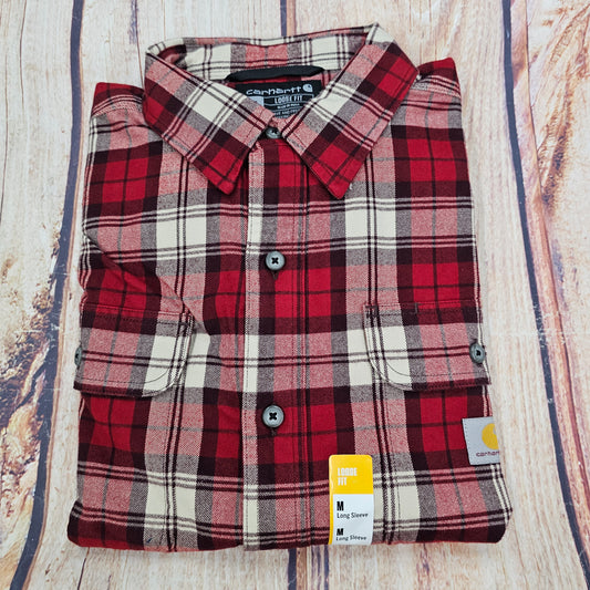 CARHARTT LOOSE FIT HEAVYWEIGHT LONG SLEEVE FLANNEL SHIRT 106356-R99 CLEARANCE