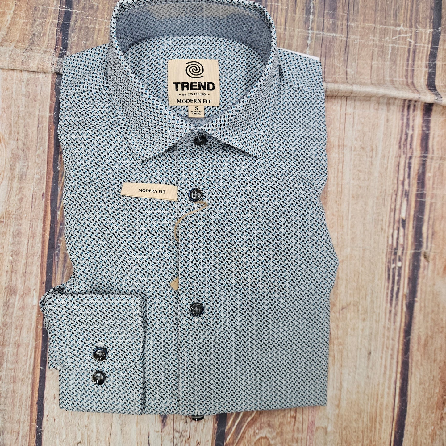 F/X FUSION L/S MINI CIRCLES ORINT STEEL BLUE T1503