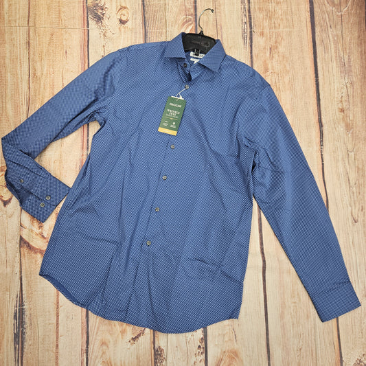 HAGGAR WRINKLE FREE DRESS SHIRT NAVY HWO1005