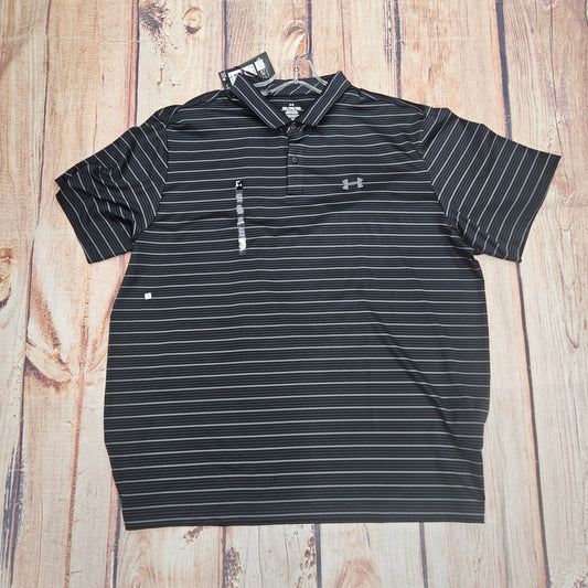 UNDER ARMOUR MENS MATCHPLAY STRIPE POLO BLK 6010980-001