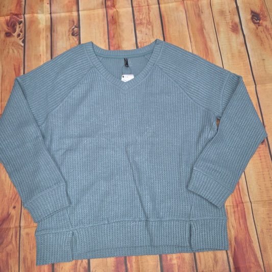 NORTH RIVER WOMENS SEREN V-NECK KNIT TOP NRL2663 TROOPER TEAL