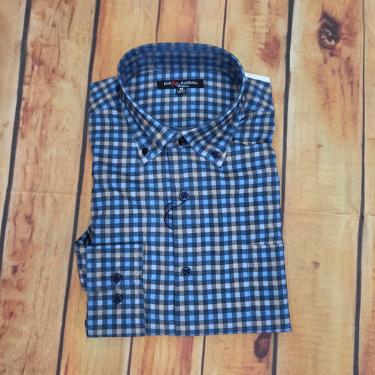 FX FUSION JON RANDALL NAVY/AZURE/TAUPE J1514 LS BUTTON UP