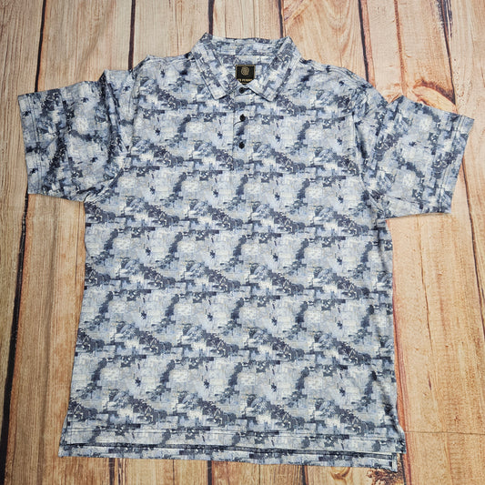 FX FUSION BLUE MUTED FLORAL PRINT POLO