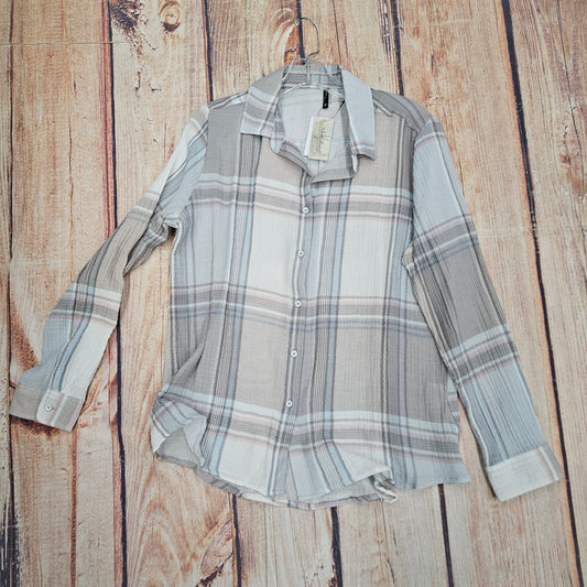 NORTH RIVER THISTLE WOVEN PUCKER BUTTON DOWN MUSHROOM NRL6390