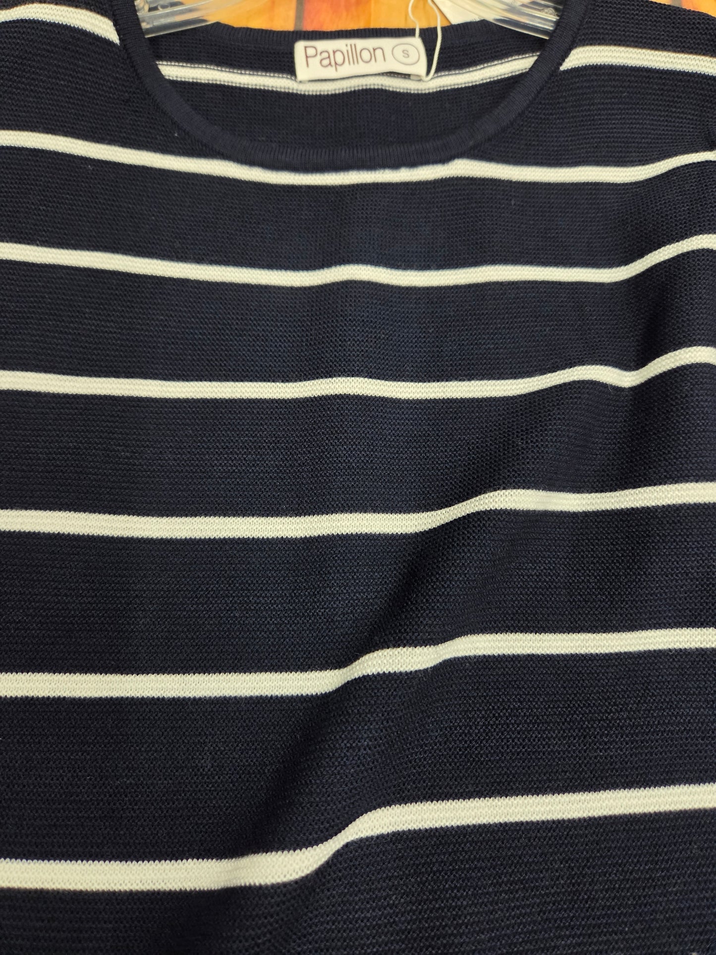 PAPILLON STRIPED DROP SLEEVE NAVY ST21298