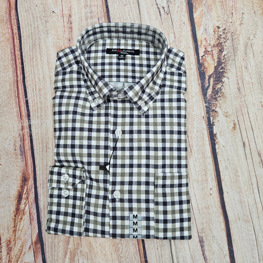 JON RANDALL J1412 OLIVE/GRAY DOUBLE GINGHAM BUTTON DOWN