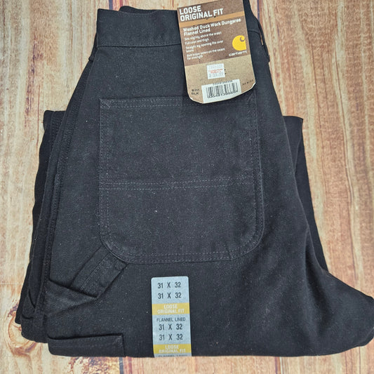 Carhartt Loose Fit Washed-Duck Utility Work Pant Flannel Lined B111